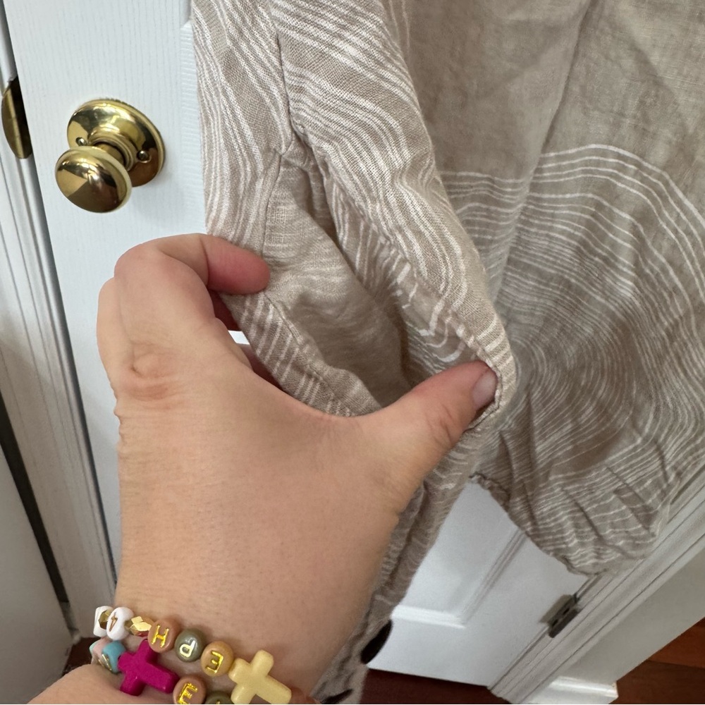 100% Italian Made Linen Shift Dress Woodland Tree Ring Pockets Fairy Natural - Picture 8 of 10